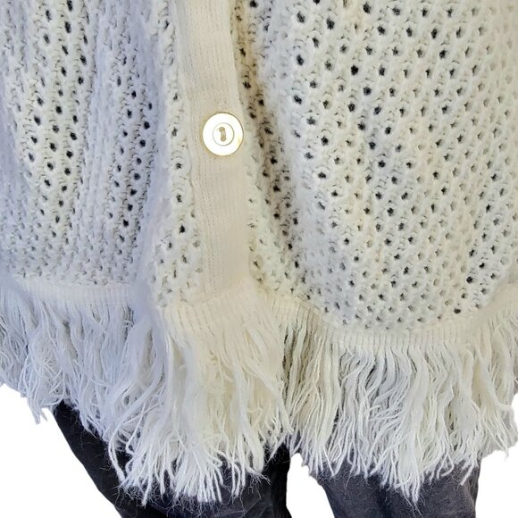 Vintage 70s Crochet Poncho Cardigan Wrap Jacket Shawl Women One Size Fall Winter - Picture 15 of 16